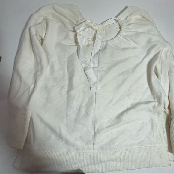 Anthropologie Saturday Sunday white top with ribbon and keyhole at nape size XS - Picture 5 of 8
